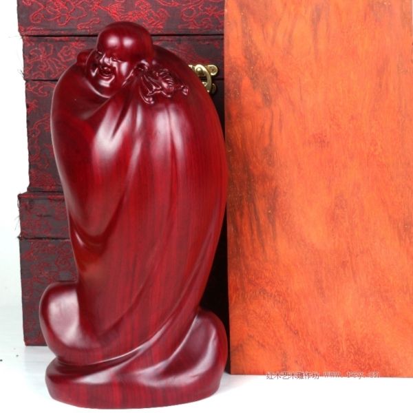 红花梨五福临门雕像一套五尊