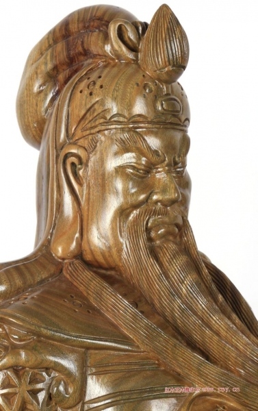 80公分圆木雕刻关公雕像供奉关羽站像