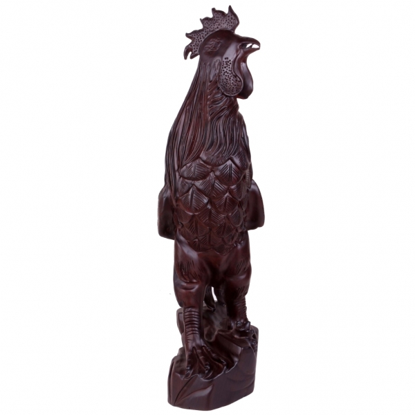 黑檀木雕刻金鸡报晓吉祥物家居摆件