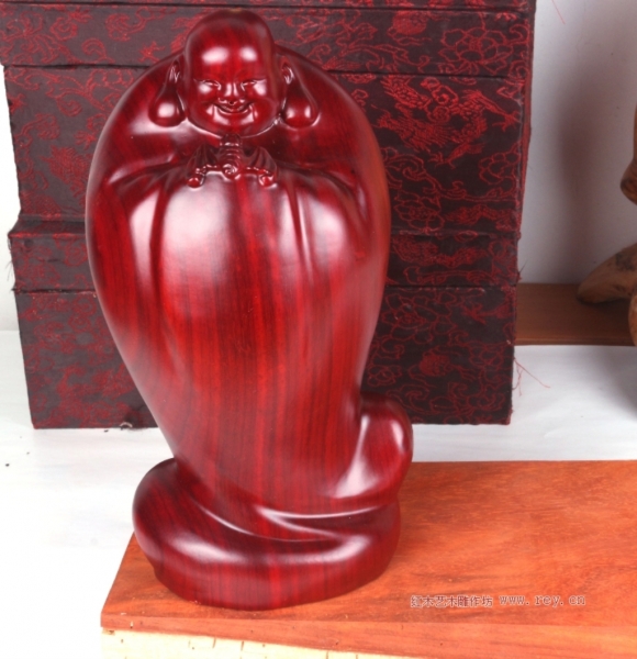 红花梨五福临门雕像一套五尊