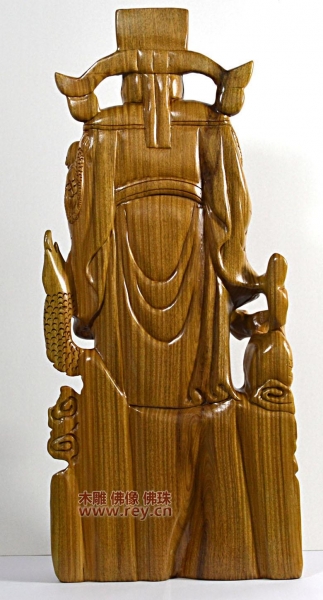 68公分绿檀木财神供奉站像雕像