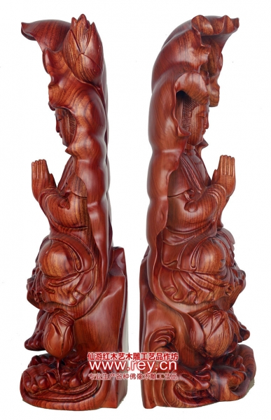 观音坐像草花梨木雕刻