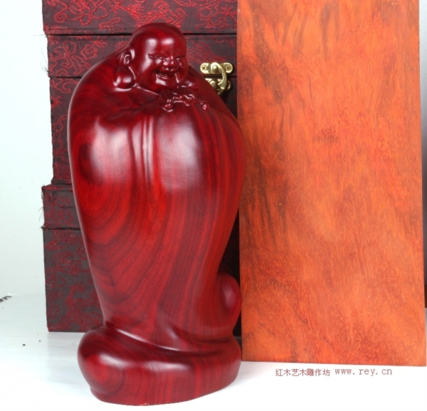 红花梨五福临门雕像一套五尊