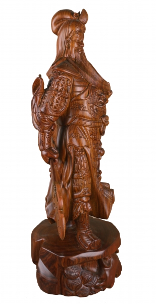 草花梨木关公雕像武财神供奉用横刀招财站像