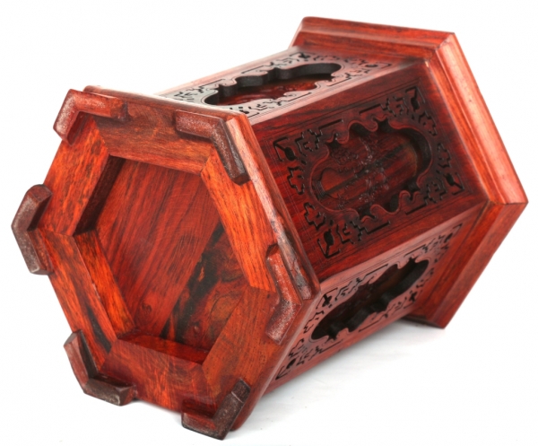 酸枝木笔筒激光雕花桌面笔筒六角型