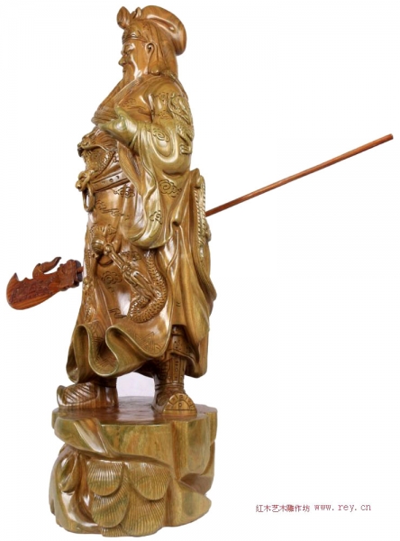 80公分圆木雕刻关公雕像供奉关羽站像