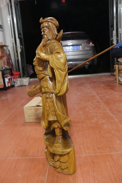 85公分绿檀木关公雕像供奉用关羽站像工艺品