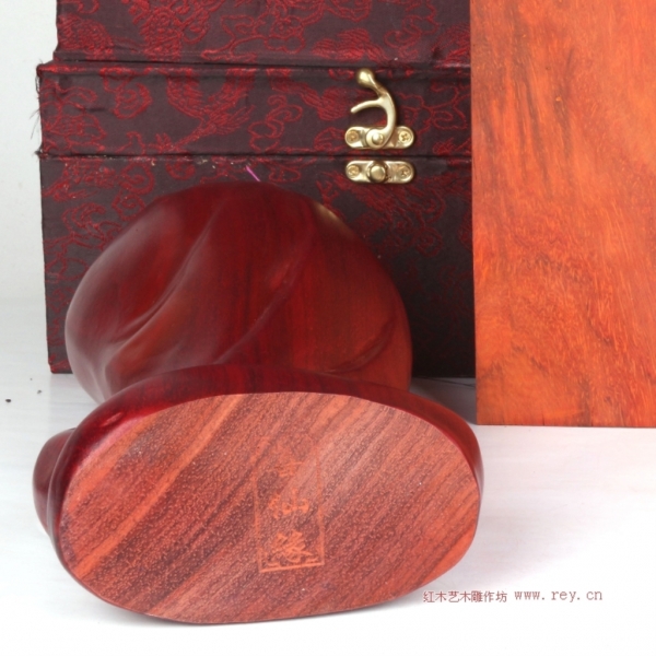 红花梨五福临门雕像一套五尊