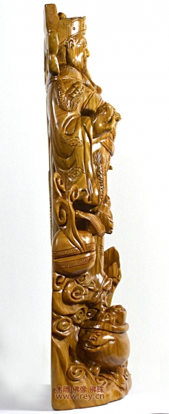 68公分绿檀木财神供奉站像雕像