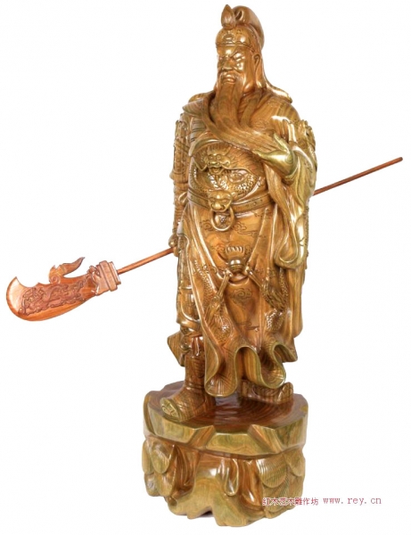 80公分圆木雕刻关公雕像供奉关羽站像