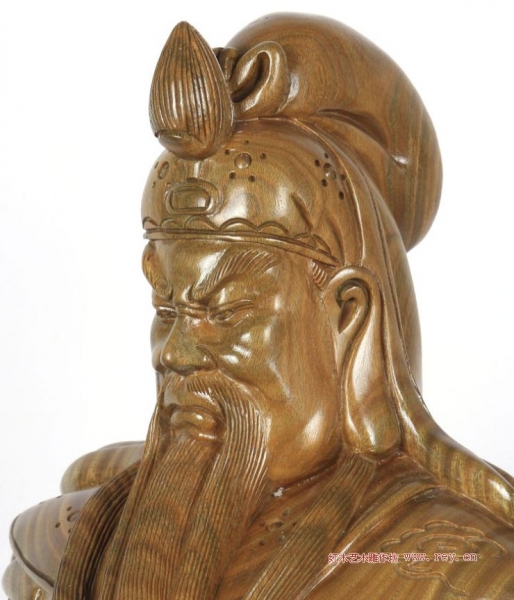 80公分圆木雕刻关公雕像供奉关羽站像