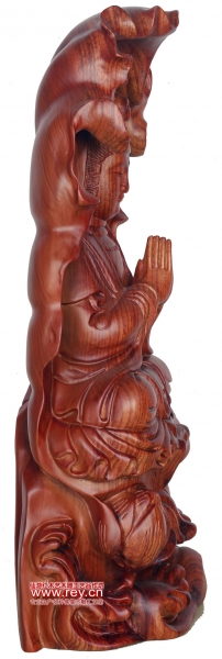 观音坐像草花梨木雕刻