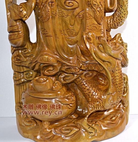 68公分绿檀木财神供奉站像雕像