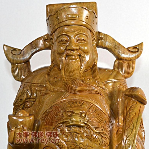 68公分绿檀木财神供奉站像雕像